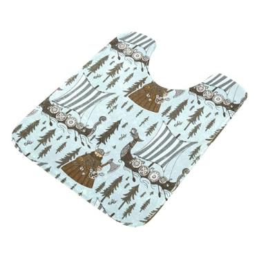 Imagem de Burbuja Tapete de banheiro Viking Boats, tapete de banho absorvente de pelúcia macio, base antiderrapante para piso de banheiro, oval em forma de U