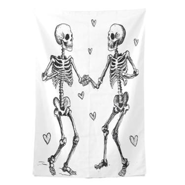 Imagem de STAYTOP Tapeçaria de parede de esqueleto engraçado tapeçaria para decoração de casa decoração de dormitório sala de estar quarto tapete de parede (60 × 51 polegadas)