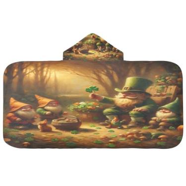 Imagem de Burbuja St Patrick Gathering Toalha de banho com capuz para crianças, toalha de praia de pelúcia macia absorvente para meninas e meninos 3-10 anos, 61 x 127 cm