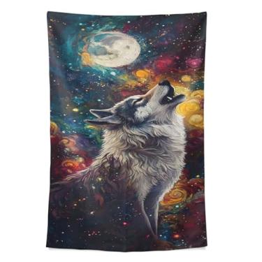 Imagem de STAYTOP Tapeçaria de parede lobo selvagem tapeçaria para decoração de casa dormitório sala de estar quarto tapete de parede (80 × 60 pol)