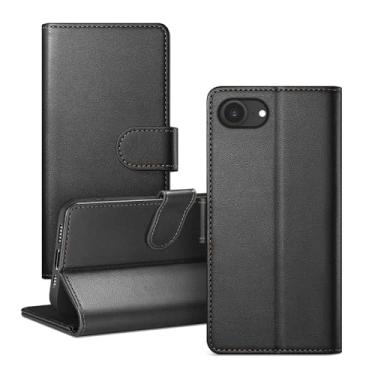 Imagem de RingPi Capa de telefone para iPhone 16e 6,1 polegadas, capa flip magnética de couro com suporte ajustável, compartimento para cartão com bloqueio de RFID e proteção contra quedas de 360°, compatível