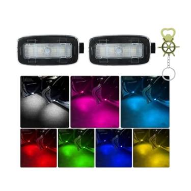 Imagem de HIBEYO 2 peças de luzes LED de boas-vindas para porta de carro para BMW (G01/G07/G20/G22/G23/G26/G28/G29), luzes de porta RGB de 7 cores com 3 modos de iluminação, instalação sem perdas, luzes de