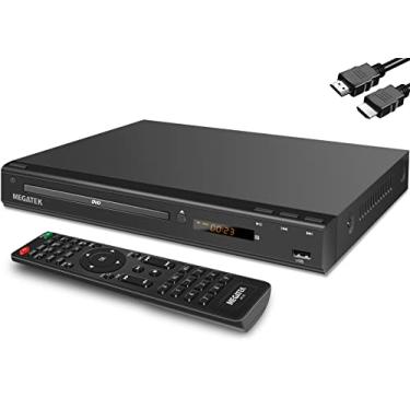 Imagem de MEGATEK Leitor de DVD multi-região para TV com HDMI (aumento de 1080p), leitor de CD para casa, porta USB, saída digital coaxial, design compacto, estrutura de metal resistente, controle remoto e cabo HDMI de 1,5 m incluído