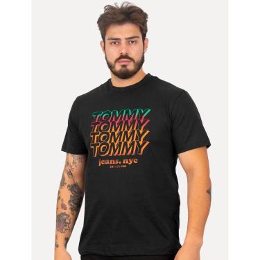 Imagem de Camiseta Tommy Jeans Masculina Regular Logo Repeat Preta-Masculino