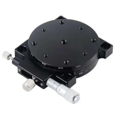 Imagem de Eixo r 100mm RS100-L mesa deslizante manual rotação de 360 ​​graus precisão deslocamento ângulo ajuste plataforma micrômetro óptico