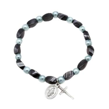 Imagem de Pulseira de terço de hematita, 10 inch, Pérola, hematita