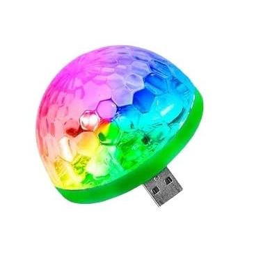 Imagem de Mini Globo LED RGB Colorido – USB com Strobe, Muda Cor com Som para Festa e Celular