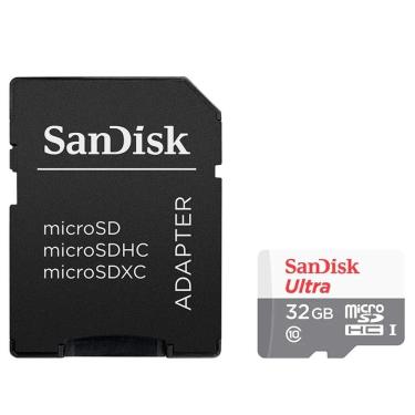 Imagem de Cartão de Memória 32GB Sandisk Ultra MicroSDHC UHS-I 100MB/s Com Adaptador SDSQUNR-032G-GN3MA