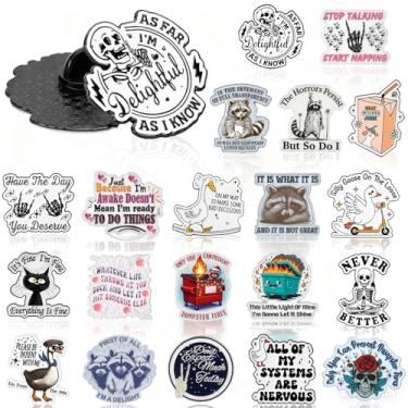 Imagem de Kigeli 40/60 peças de alfinetes de esmalte engraçados a granel para adultos, mochilas, chapéu, jaqueta, botão, cordão, sortidos, legais, divertidos, lapela, meme, desenho animado, novidade, funky