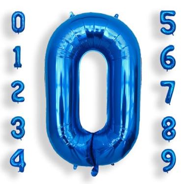 Imagem de AULE Números grandes de balões de 101 cm, azul, balões grandes com números de alumínio, decorações de festa de feliz aniversário de hélio gigante para homens e mulheres, suprimentos de festa de