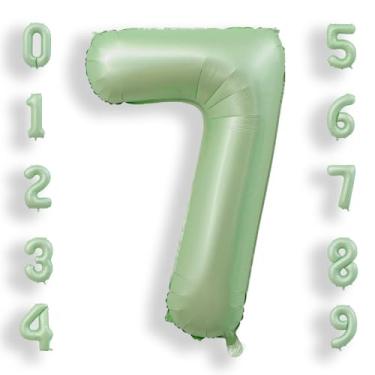 Imagem de AULE 7 números grandes de balões de 102 cm, verde sálvia, balões grandes com números de alumínio, decorações de festa de feliz aniversário de hélio gigante para homens e mulheres, suprimentos de festa