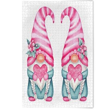 Imagem de Quebra-cabeça com flores florais de gnomos rosa fofos 500 peças para adultos, presentes engraçados de jogo de quebra-cabeça criativo, presentes de cenário, arte animal, 500 peças, 52 x 37,8 cm