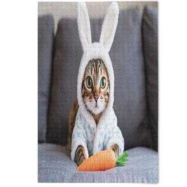 Imagem de Quebra-cabeças 500 peças para adultos arte de paisagem bonito desenho animado gato gatinho cena quebra-cabeças coloridos elefante branco, 500 peças, 52 cm x 37,8 cm