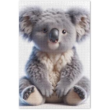 Imagem de Quebra-cabeça fofo de urso coala, 1000 peças para adultos, presentes tecnológicos, quebra-cabeças rígidos para adultos, paisagem floral, 75 x 40 cm