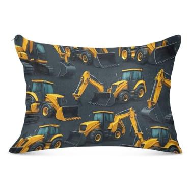 Imagem de Capas de travesseiro de flanela preta para veículos de construção legais com zíper King Queen tamanho padrão capa de travesseiro de corpo fofo, tamanho king, 50,8 cm x 101,6 cm