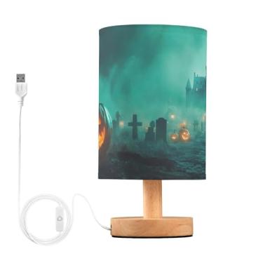 Imagem de Joisal Lâmpada noturna de Halloween com lanternas de abóbora assustadoras, abajur de mesa de canto para os olhos, abajur de cozinha, bancada, decoração de mesa de cabeceira