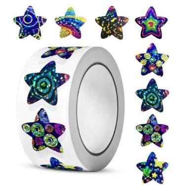 Imagem de 500 peças/rolo de adesivos coloridos de estrela: um item essencial para decorações de festa, casamento e aniversário, perfeito para envelopes e etiquetas de panificação