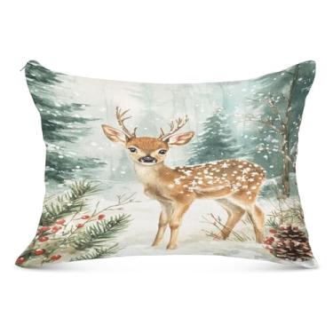 Imagem de Adorável fronha de almofada de neve king size 50 x 101 cm super macia e aconchegante com zíper, fronha para travesseiro de corpo para cama sofá casa