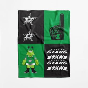 Imagem de Cobertor NHL Dallas Stars oficialmente licenciado para bebê, 101 x 127 cm, poliéster leve e macio, design dominó