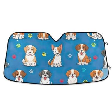 Imagem de Toldo de sol personalizado azul para pára-brisa de carro engraçado retrátil dobrável caminhão carro sombra para-brisa frontal automotivo L, 144,8 cm x 80 cm