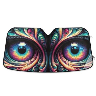 Imagem de Monster Psychedelic Eyes Custom Car Sun Shade Para-brisa Engraçado Retrátil Dobrável Acessórios de Carro Persianas de Janela Para-brisa Frontal L, 144.8 cm x 80.0 cm