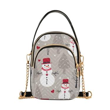 Imagem de Bolsa tiracolo feminina boneco de neve em cinza com corações vermelhos, bolsas pequenas para mulheres transversais, bolsa de verão, Boneco de neve em cinza com corações vermelhos - 3, One Size
