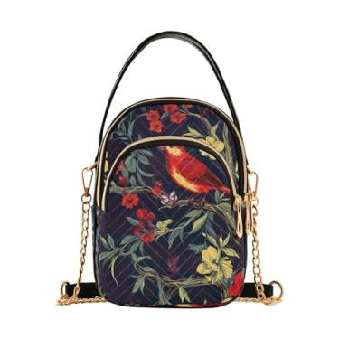 Imagem de Bolsa tiracolo branca com bengala doce, bolsa tiracolo feminina, bolsa tiracolo pequena para mulheres, Pássaros e flores em um galho de árvore-1, One Size
