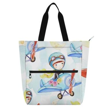 Imagem de GAIGEO Linda bolsa de trabalho de aviador para mulheres, bolsas de lona para faculdade, escola, utilitário, escritório, livros, amantes de livros