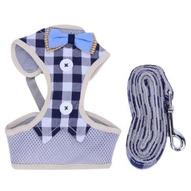 Imagem de Peitoral para gatos de malha respirável com coleira ajustável design seguro para gatos pequenos caminhando ao ar livre azul P