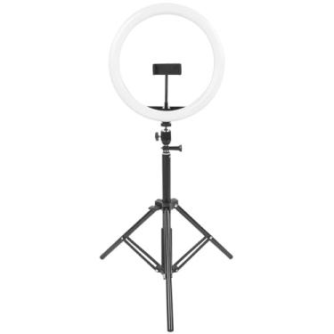 Imagem de Cryfokt Anel de Luz LED Regulável de 12" Com tripé para Estúdio de Vídeo de Maquiagem, Luz de Preenchimento Preta para Fotografia Com Ajustável para Fotografia Ao Ar Livre e Arte de Casamento