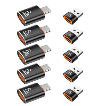 Imagem de Pacote com 10 adaptadores USB C para USB C de 10 Gbps/120W e carregador macho C para fêmea 3.1, compatível com MacBook Pro/Air, iPhone 16 15 Pro Max/15 Plus/14 13 12 Samsung Galaxy S24/S23/S22/S21