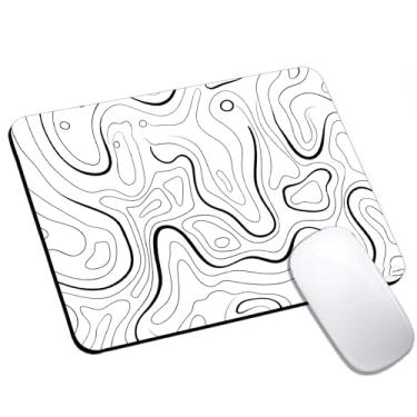 Imagem de Mouse pad gráfico maptopográfico pequeno, mouse pad de computador para mesa, base de borracha antiderrapante, mouse portátil para laptop, 24 x 20 cm, design quadrado para acessórios de mesa de casa e