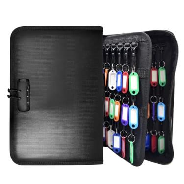 Imagem de Opastry Organizador de chaves de 132 posições com trava de combinação, estojo de chave à prova d'água à prova de fogo com zíper, porta-chaves para gerenciamento de aluguel, executivos de hotéis e