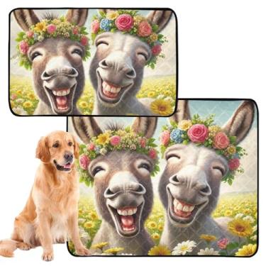 Imagem de TSENQUE Almofadas de xixi laváveis para cães, burro fofo, estampa engraçada, tapete extra grande, fofo, impermeável, antiderrapante, absorventes para cães, pacote com 3 unidades