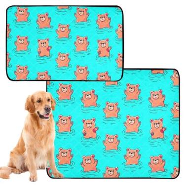 Imagem de TSENQUE Almofada reutilizável para gatos de animais de estimação fofos com desenhos animados de ursinhos azuis laváveis para cães à prova d'água tapete de gaiola de cachorro fofo absorvente almofadas