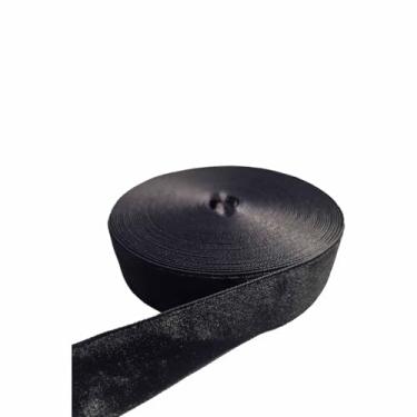 Imagem de FAYADA Fita de veludo preta vintage de 10 metros para árvore de Natal, embrulho de presente, buquê de flores, decorações de guirlanda, fabricação de laço, costura (preta, 2,5 cm)