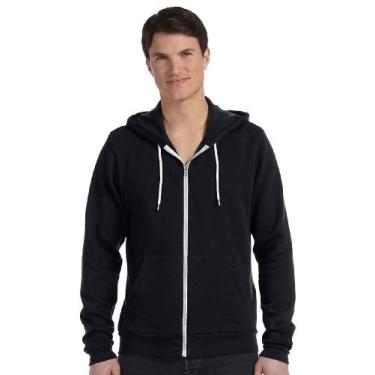 Imagem de Moletom com capuz Bella + Canvas 3739 unissex de poliéster e algodão com zíper preto G
