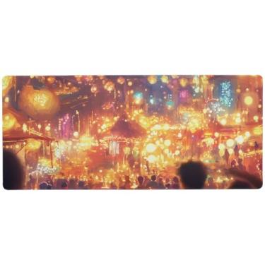 Imagem de Happy Diwali Light Mouse Pad para jogos antiderrapante, tapete de mouse completo, 80 x 40 cm, superfície lisa para controle de precisão