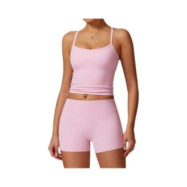 Imagem de Conjunto De Yoga Feminino Com Top Esportivo Almofadado E Shorts De Cin
