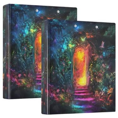Imagem de Fichários Mystical Forest Entrance 3,8 cm, 3 anéis, 200 folhas, pastas estéticas, caderno, fichário de escritório, 31,5 x 27 x 6 cm, 1 pacote