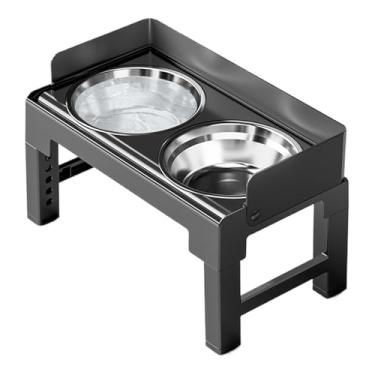 Imagem de Alimentador elevado para cães – Prato ajustável antiponta para animais de estimação | Tigelas elevadas para ração para cachorros, gatinhos, alimentos secos e úmidos, água, ambientes internos e