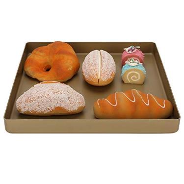 Imagem de Acouto Forno para Pizza 28x28x3cm, Forma de Liga de Alumínio Dourada, Bandeja Antiaderente para Assar Pão, Bandeja de Pizza, Ferramenta de Cozimento Antiaderente