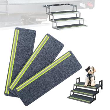 Imagem de HOMEE 3 pacotes de capas para degraus para trailers com faixa refletiva, capas de degrau de trailer de 61 cm x 19 cm com autoadesivo, tapete antiderrapante para escadas, trailers, trailers, trailers