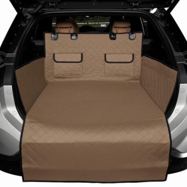 Imagem de IVY&LANE Forro de carga SUV para cães, capa de porta-malas impermeável, tapete de assento de carro para SUVs Sedans Vans com protetor de aba, antiderrapante, ajuste universal de tamanho grande, marrom