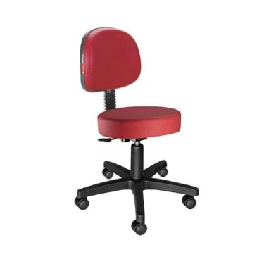 Imagem de Cadeira de Cabeleireiro Giratória Profissional - Regulagem a Gás, Base Estrela, Capacidade 110kg, para Salão e Tatuador(Vermelho)