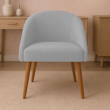 Imagem de Cadeira de Jantar Lua Moderna com Pés Palito - Estofada em Veludo Premium, Design Contemporâneo para Sala e Quarto(Cinza Claro)