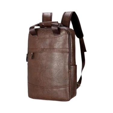 Imagem de Mochila De Couro PU Masculina De 16,5 Polegadas Grande Casual Para Ado