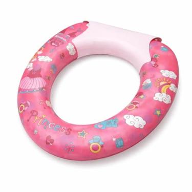 Imagem de Assento Adaptador Infantil para Vaso Sanitário, Rosa, Design Ergonômico, PVC e Plástico, 29x27cm, BPA Free, Tema Princesa