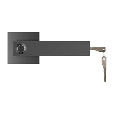 Imagem de CUOFYUNL Fechadura de porta com impressão digital de 30 grupos Fechadura de porta com maçaneta inteligente Conjunto de fechadura de alavanca de porta aberta esquerda direita para (Preta)