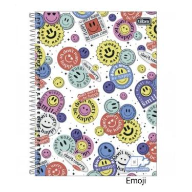 Imagem de Caderno Quadriculado 1x1 Universitário D+ 96 Folhas Tilibra, Emoji